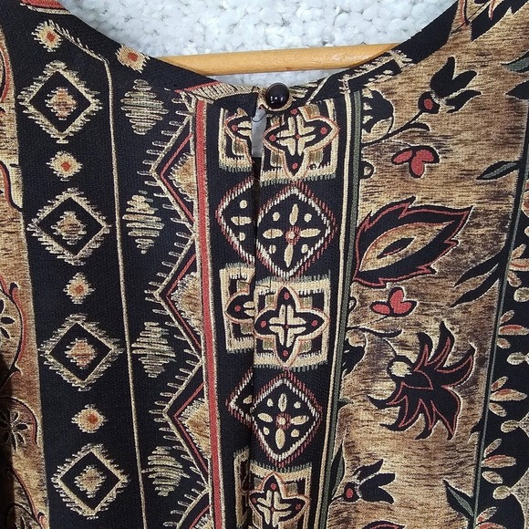 Braemar Jeremy Scott Women Maxi Dress Size 8 Tie Back Aztec Print Summer Vintage - Picture 11 of 15